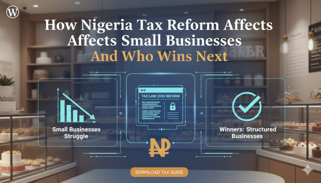 how nigeria tax reform affects small businesses 2026 chart how online visibility helps tax-compliant businesses growth graph digital marketing for compliant businesses in nigeria team session why visibility matters for tax-registered businesses authority symbols how lagos businesses can grow after tax reform strategy map
